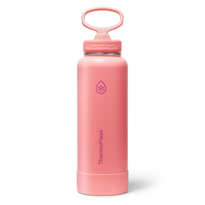 ThermoFlask Botella de Agua Acero Inoxidable con Tapa de Popote - 1.2 Litros - Coral (Sunkissed Coral) - 1