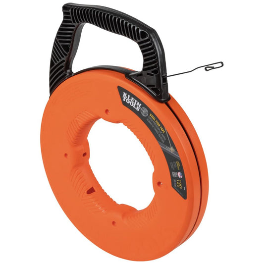 KLEIN TOOLS 56333 | Guía Jalacables De Acero | 37 M | Punta Con Doble Bucle | Jala cable con menos complicaciones usando una guía de acero de 37 m, con punta de doble bucle y agarre cómodo.