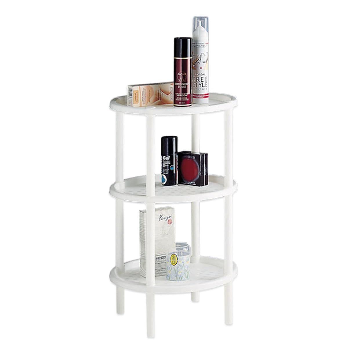 Italhome Estante De Plástico Redondo con 3 Repisas, Organizador Multiusos para Interior Ideal para Almacenamiento Ring