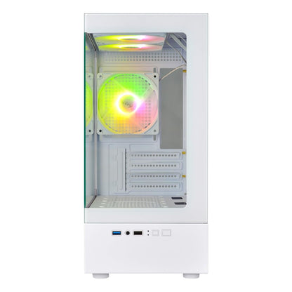 Gabinete Xzeal X-Zynergy M-ATX/ITX 1xUSB1.0 + 1x USB3.0 + 3.5 mm + 3 Fans RGB Blanco