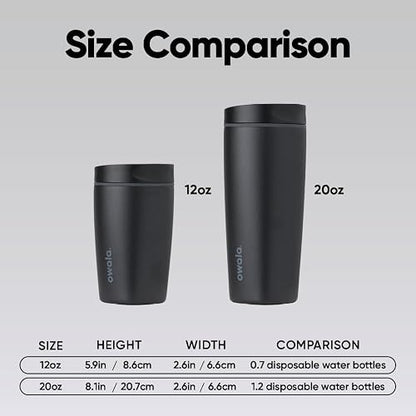Owala SmoothSip Slider - Acero inoxidable de cerámica, 12 onzas, negro (muy, muy oscuro)
