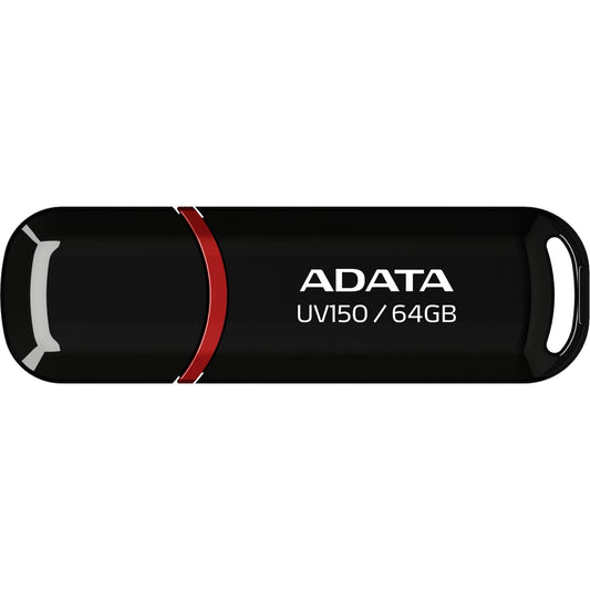 ADATA 64 GB Memoria Flash USB 3.0 con Tapa Color Negro con Rojo (Modelo UV150)