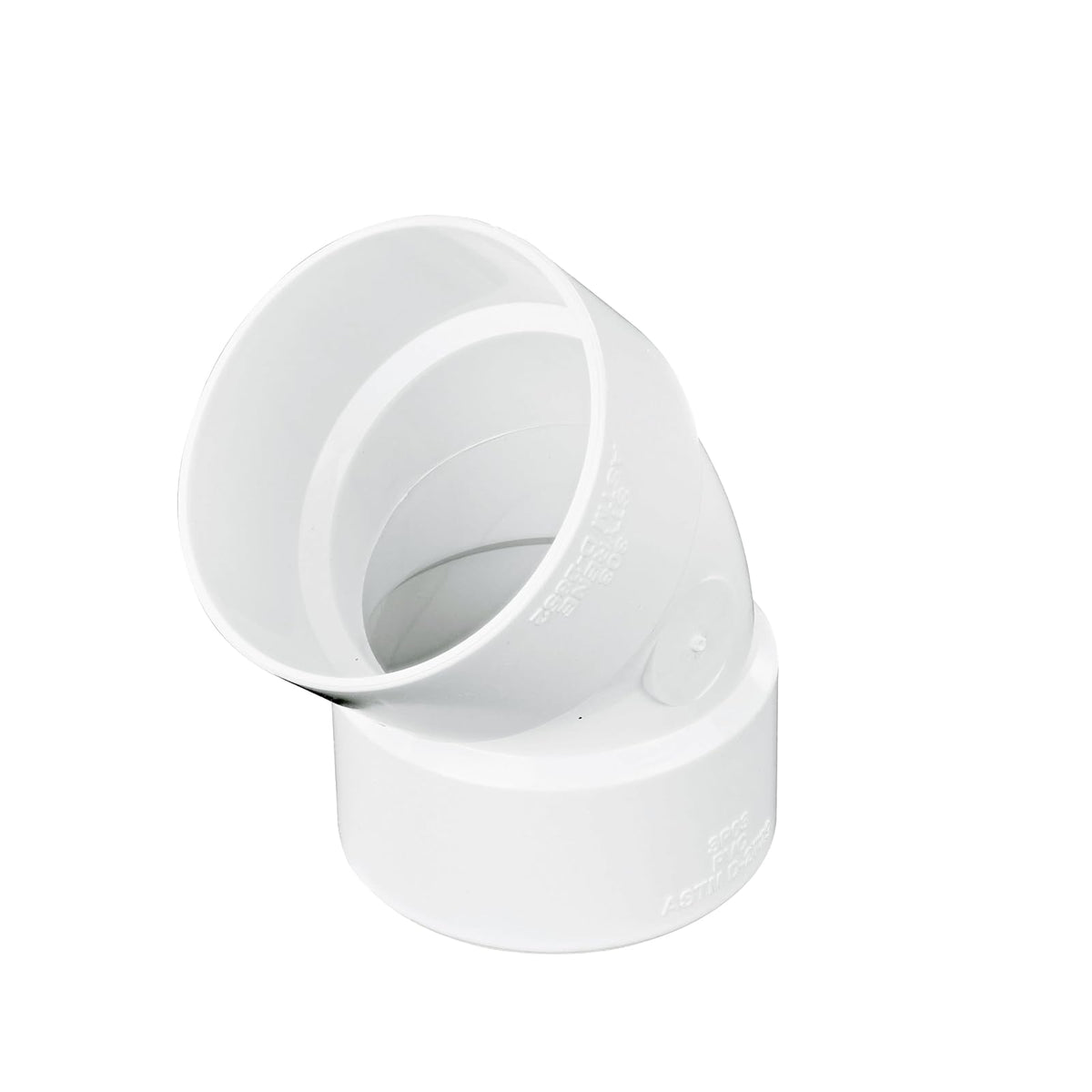 NDS 3P03 - Codo de PVC de 45 Grados, 3 Pulgadas, para Conexiones de Soldadura con solvente Hub X, para Uso con alcantarillado y Tubo de Drenaje de 3 Pulgadas, Color Blanco
