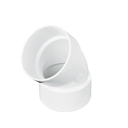 NDS 3P03 - Codo de PVC de 45 Grados, 3 Pulgadas, para Conexiones de Soldadura con solvente Hub X, para Uso con alcantarillado y Tubo de Drenaje de 3 Pulgadas, Color Blanco