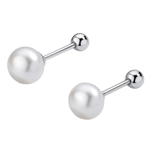 XYPHIELLE Aretes de Perla Natural de Agua Dulce y Plata 925 para Mujer, Joyería para Mujer Color Blanco, Regalo para Novia Esposa Mamá, San Valentín Navidad Aniversario