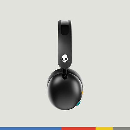 Skullcandy Grom Wireless Over-Ear Volume-Limiting Audio Headphones - Black | Designed for Kids 6+, 45 Hours Battery, Backup 3.5mm AUX Cable Included with Built-In Microphone, Comfortable Fit for Travel