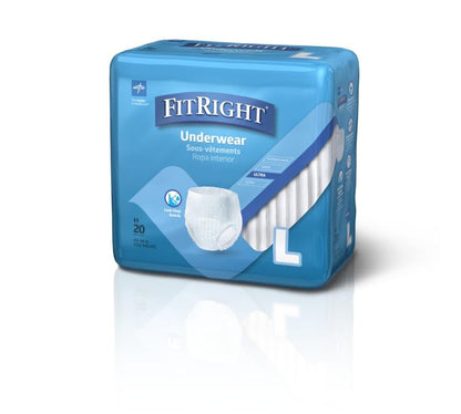 Medline Fitright ropa interior ultra protectora, 20 unidades (paquete de 4), Grande, Large