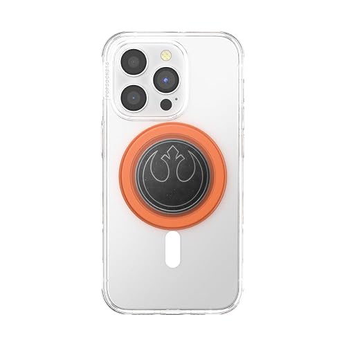 PopSockets - Empuñadura para teléfono MagSafe, Agarre magnético Seguro y Soporte para teléfono, Soporte Manos Libres, Compatible con Carga inalámbrica, Starwars, símbolo rebelde esmaltado Envejecido