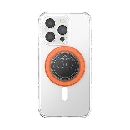 PopSockets - Empuñadura para teléfono MagSafe, Agarre magnético Seguro y Soporte para teléfono, Soporte Manos Libres, Compatible con Carga inalámbrica, Starwars, símbolo rebelde esmaltado Envejecido