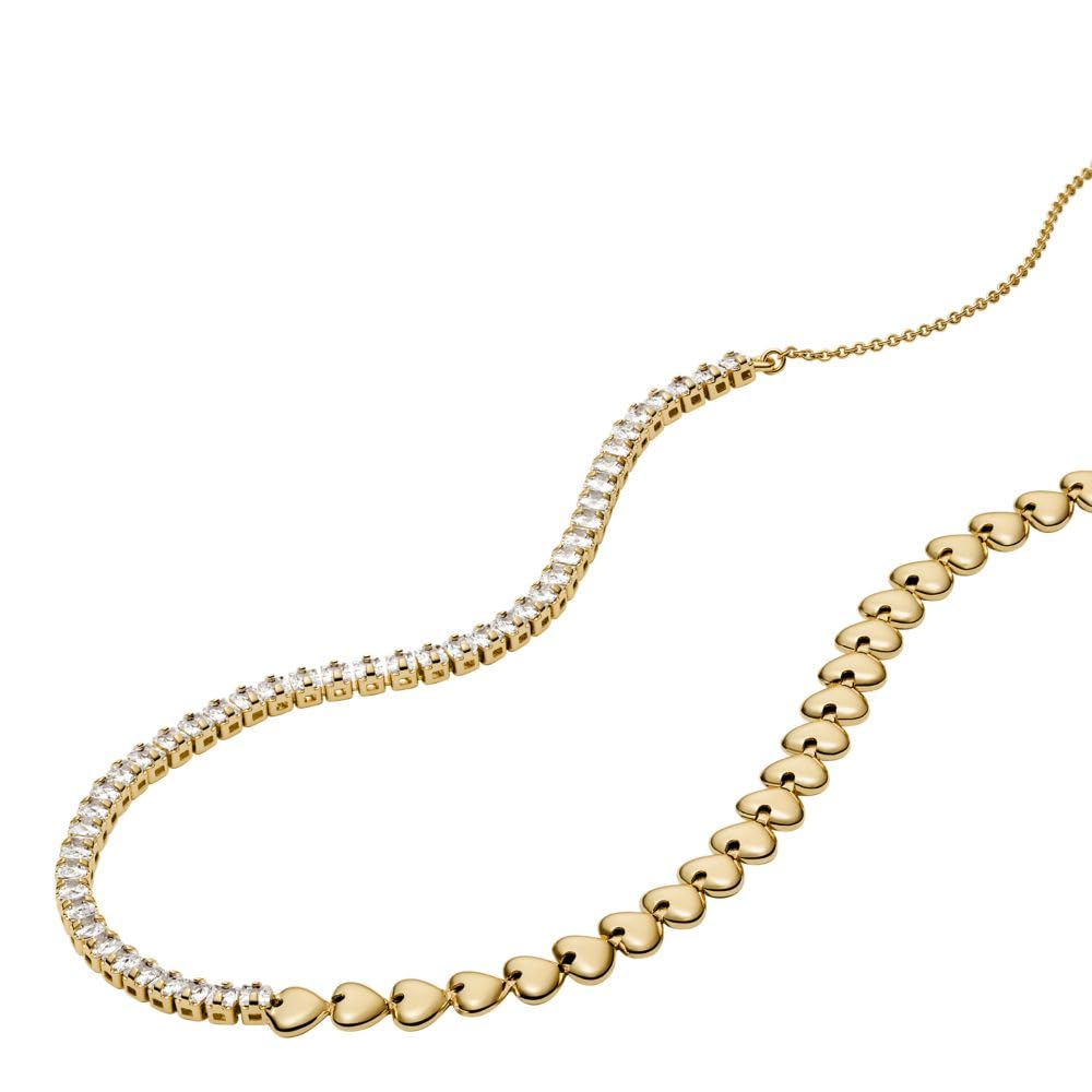 Collar Fossil Sutton JA7302710 de latón de color dorado para dama