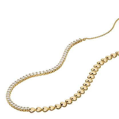 Collar Fossil Sutton JA7302710 de latón de color dorado para dama