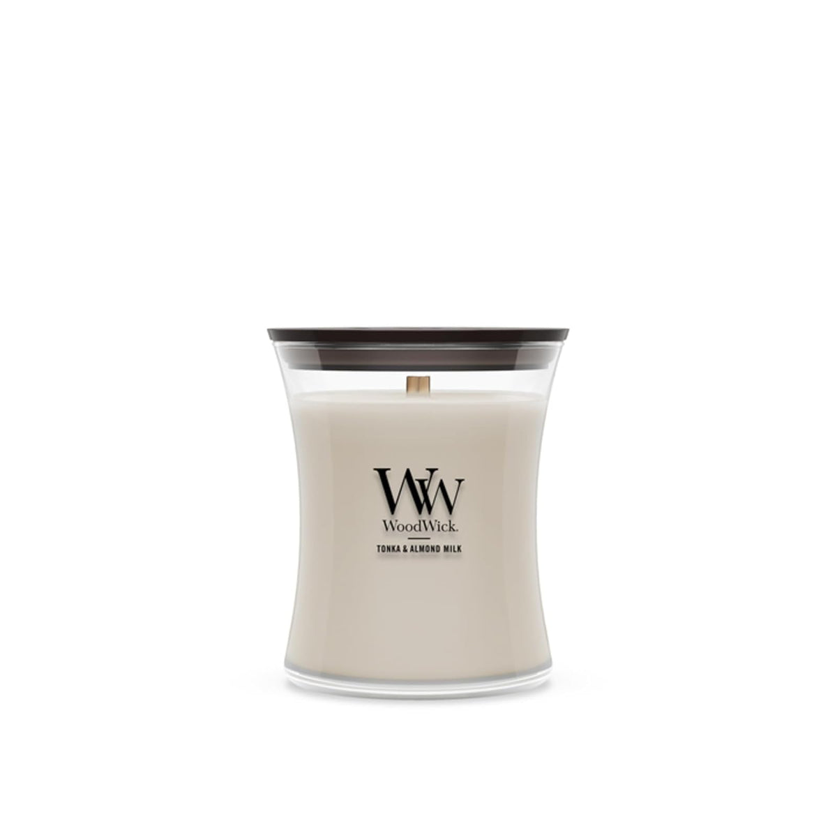 WoodWick Vela Aromática HearthWick, Mecha de Madera - Tonka y leche de almendras - 9.7 oz