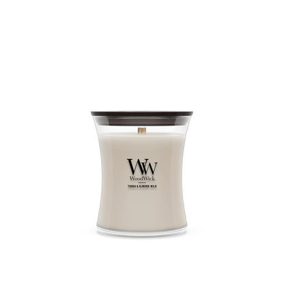 WoodWick Vela Aromática HearthWick, Mecha de Madera - Tonka y leche de almendras - 9.7 oz