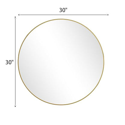 Espejo Redondo de 30 Pulgadas, Espejo Circular con Marco de Metal Dorado, Espejo de Pared para Entrada, baño, Cambiador, Sala de Estar, Espejo Circular Dorado