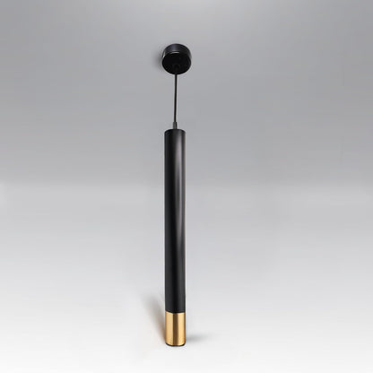 Lámpara Colgante Decorativa Cilíndrica Negro y Oro ARTLITE, Base GU10, Cable Ajustable 120 cm, Diseño Moderno para Cocina, Comedor, Restaurante y Bar