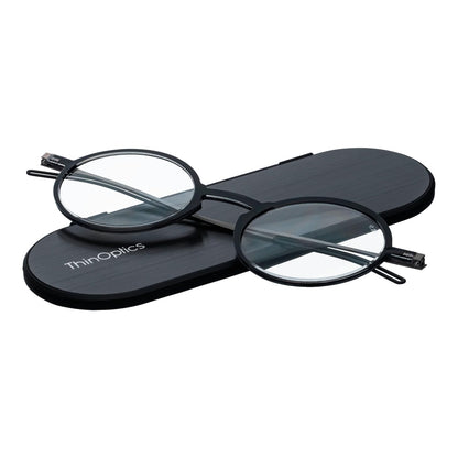 ThinOptics Lentes de Lectura Rectangulares Frontpage - Estuche normal - redondo negro - 44.45 Milímetros - 2 x