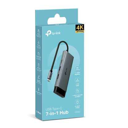 TP-Link UH7021C USB C Hub PD100W, 4K 60Hz HDMI, 1×USB C, 2×USB A, SD y microSD hasta 200MB/s, Plug and Play, Compatible con MacOS, Windows, Linux, iPad OS, iOS, Android