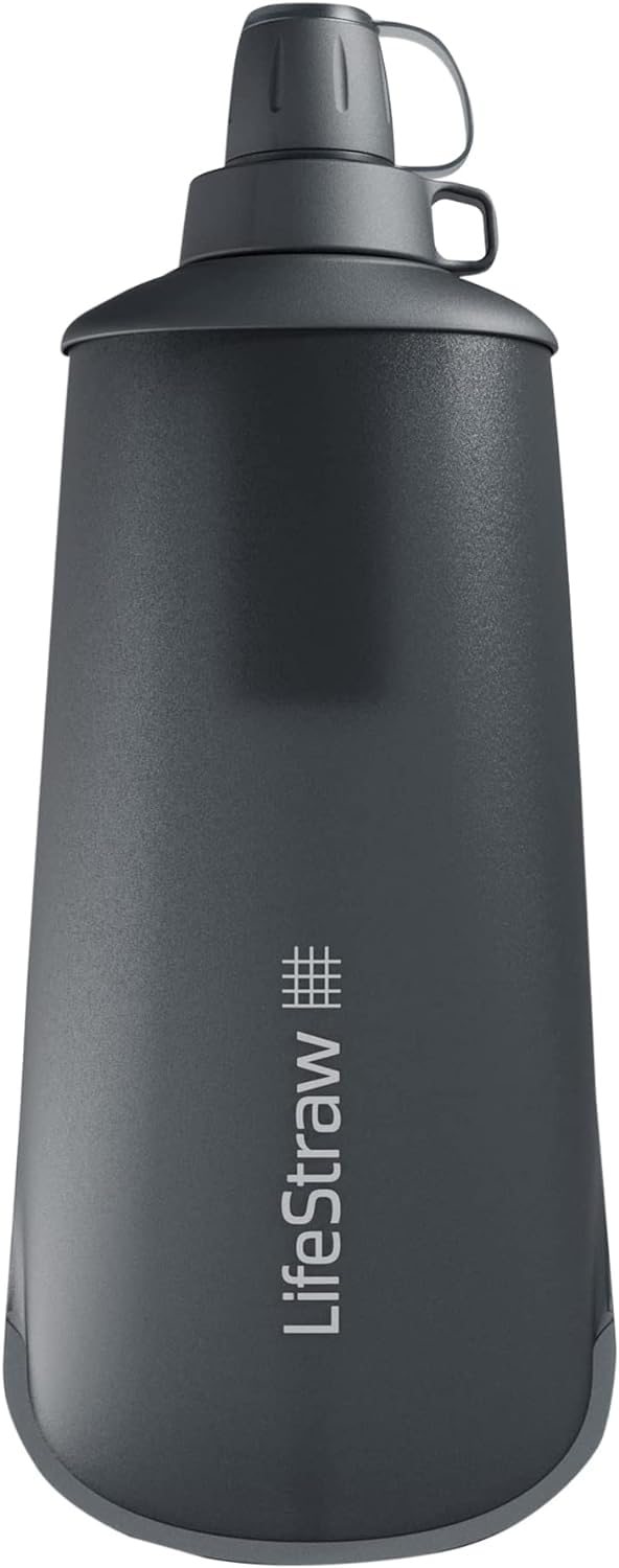 LifeStraw Peak Series Filtro de agua - 1 L, gris montaña oscuro, protege contra bacterias y parásitos, ultracompacto y versátil