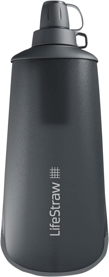 LifeStraw Peak Series Filtro de agua - 1 L, gris montaña oscuro, protege contra bacterias y parásitos, ultracompacto y versátil