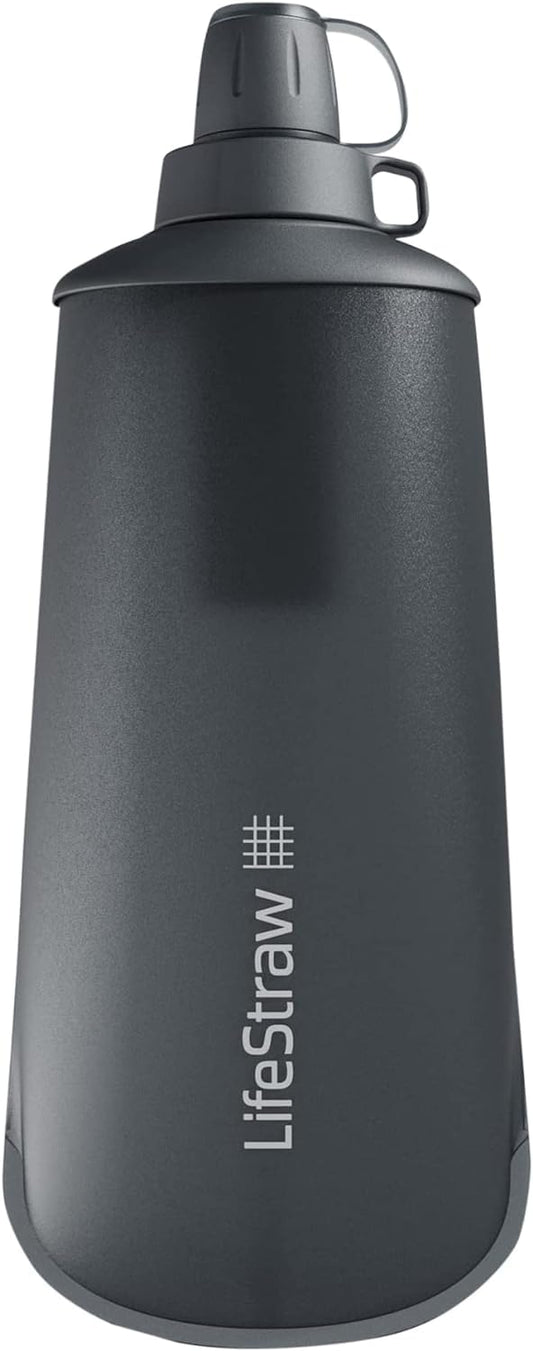 LifeStraw Peak Series Filtro de agua - 1 L, gris montaña oscuro, protege contra bacterias y parásitos, ultracompacto y versátil