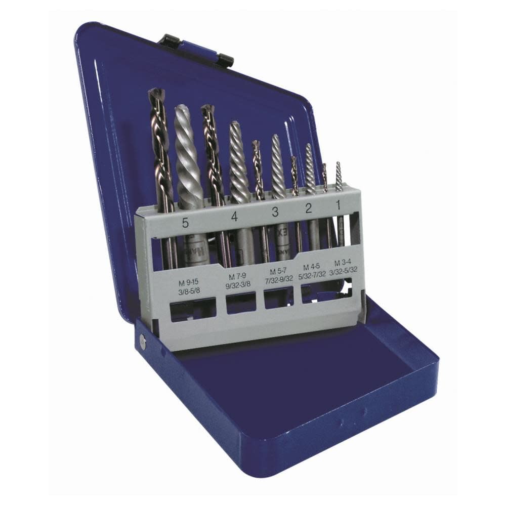 Irwin Industrial Tools 11119 Índice de metal extractores de Tornillos Flauta Espiral con Brocas de Cobalto para Mano Izquierda Set de 10 piezas