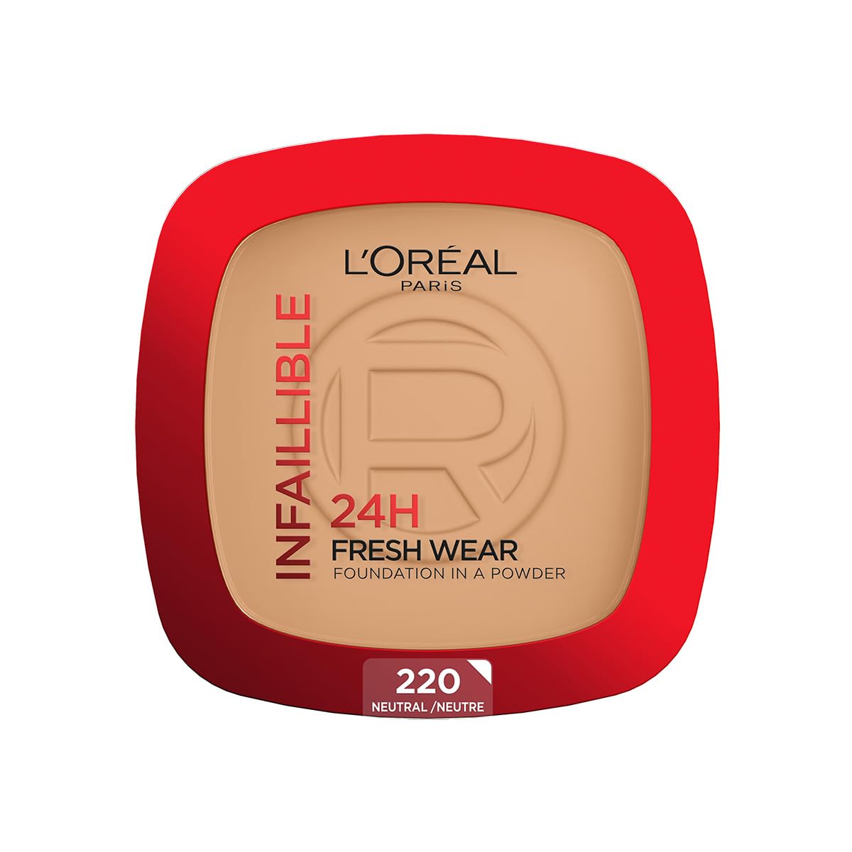 L'Oréal Paris Infallible 24h Freshwear Base de Maquillaje en Polvo de Larga Duración y Alta Cobertura, Tono 220 Sand, 9g.