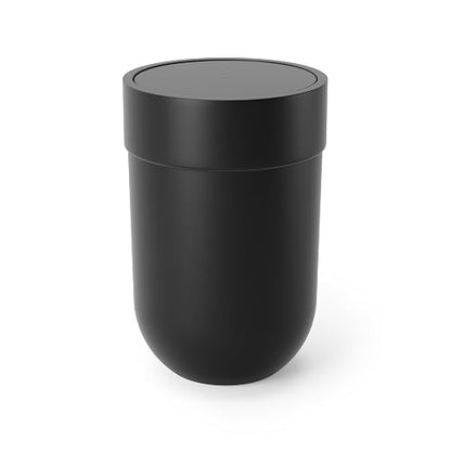 Umbra Touch Bote de Basura Pequeño con Tapa para Baño u Oficina, 6L, Negro