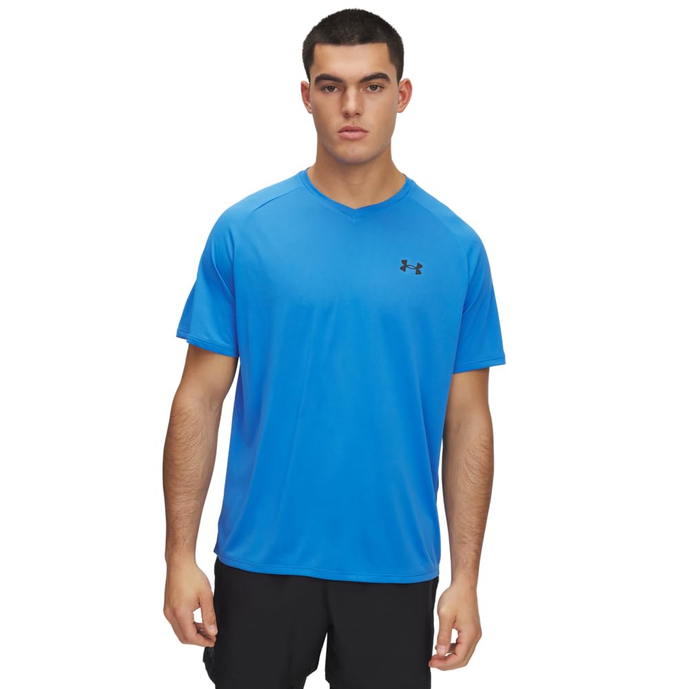 Under Armour Playera de Entrenamiento Cuello V para Hombre - CH - (403) Blue Atlantis - Black