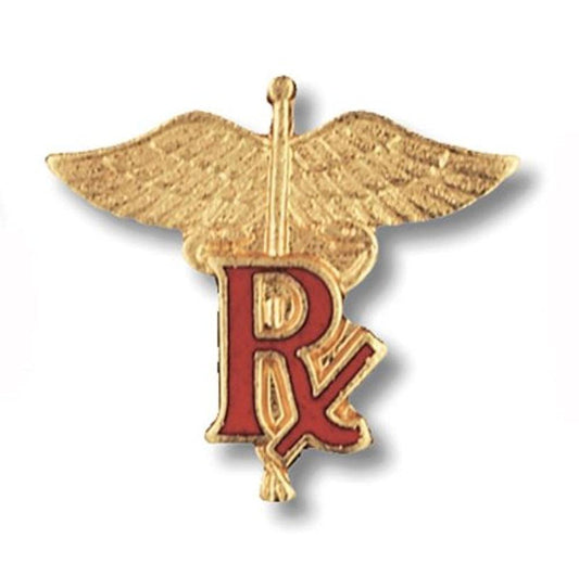 Prestige Medical Pin de Emblema, farmacéutico (RX on Caduceus)
