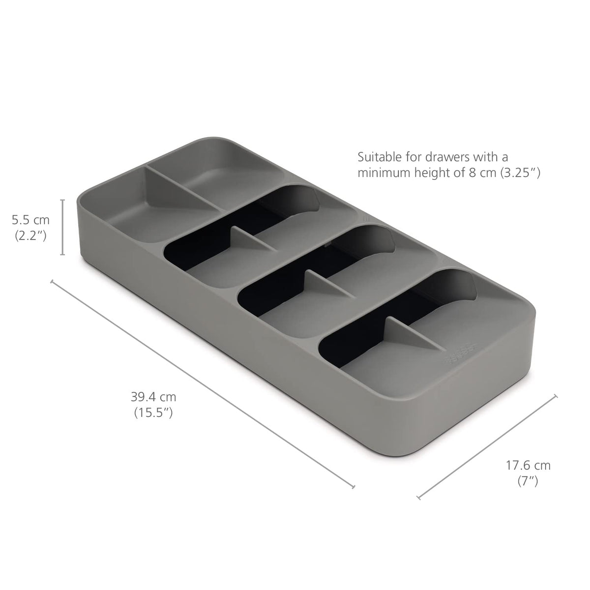 Organizador de cubiertos compacto grande DrawerStore - Gris