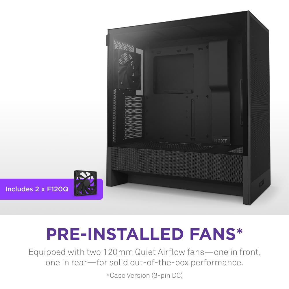 NZXT Gabinete H5 Flow ATX Negro con Cristal Templado, USB 3.2 y USB Tipo-C – Torre para PC Gaming