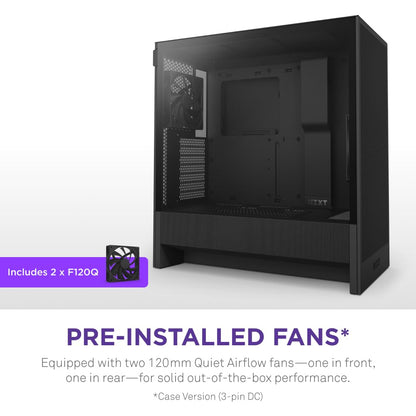 NZXT Gabinete H5 Flow ATX Negro con Cristal Templado, USB 3.2 y USB Tipo-C – Torre para PC Gaming
