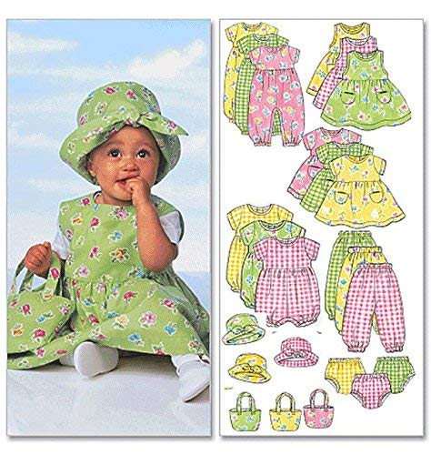 BUTTERICK PATTERNS B5624 Vestido de bebé, Jersey, mamel, Mono, Bragas, Sombrero y Bolso, Talla NB0 (NB-S-M)