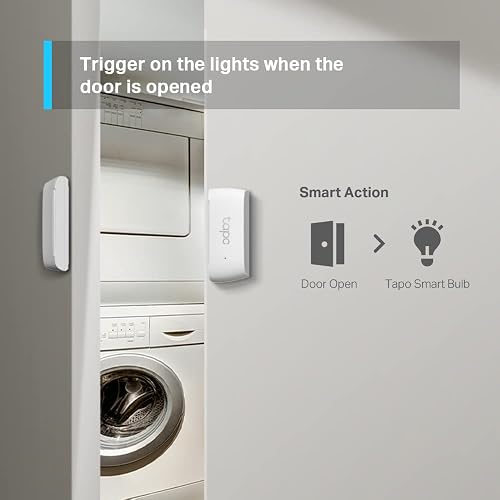 TP-Link Tapo T110 Sensor de Contacto, Blanco | Batería de larga duración con protocolo inalámbrico de baja potencia Sub-1G, espacio de 15 mm de ancho permitido