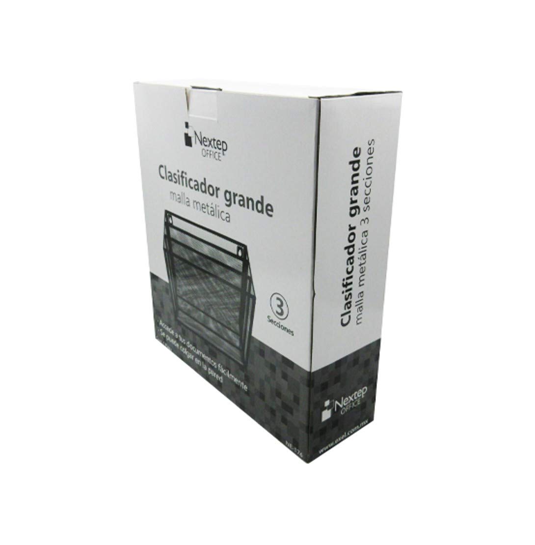 Clasificador Nextep Malla Metálica 3 Niveles Grande Caja Blanco-Negro