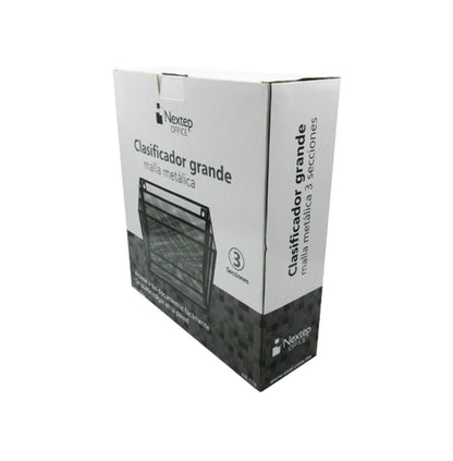 Clasificador Nextep Malla Metálica 3 Niveles Grande Caja Blanco-Negro