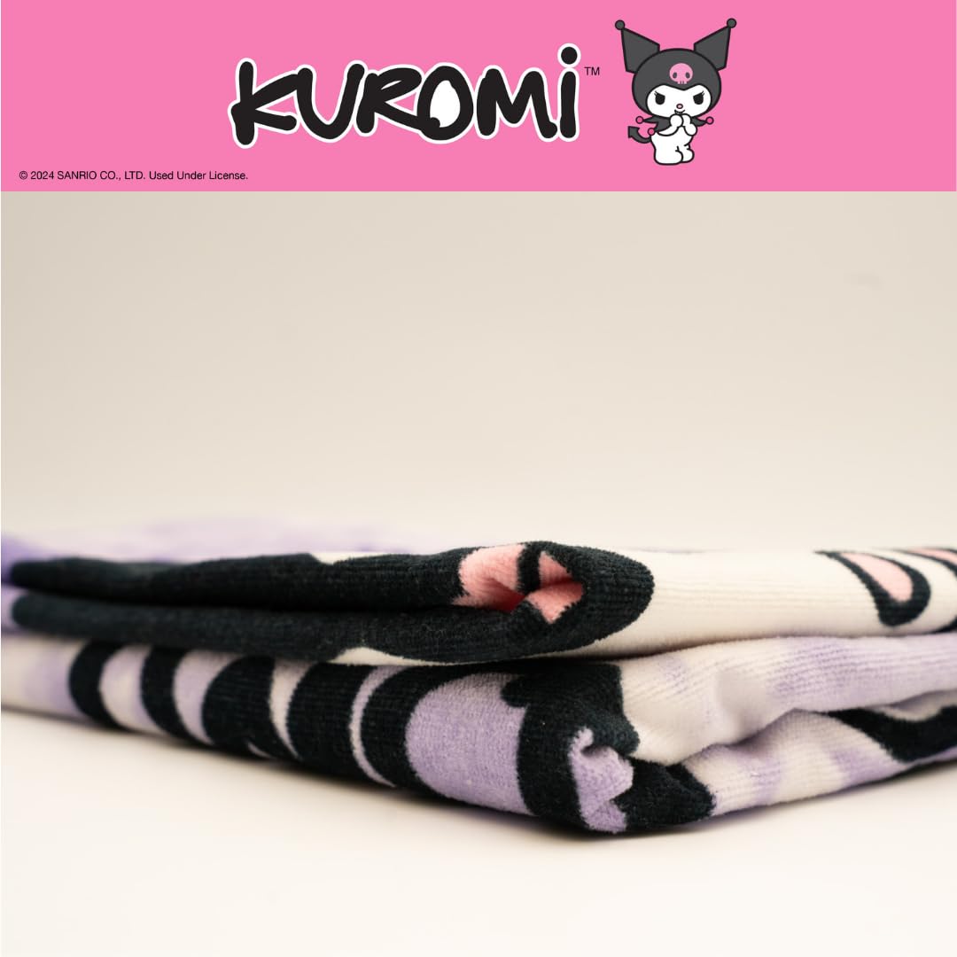 Franco Collectibles Sanrio Kuromi - Toalla de baño de algodón súper Suave, 60 x 30 Pulgadas, (Producto con Licencia Oficial)