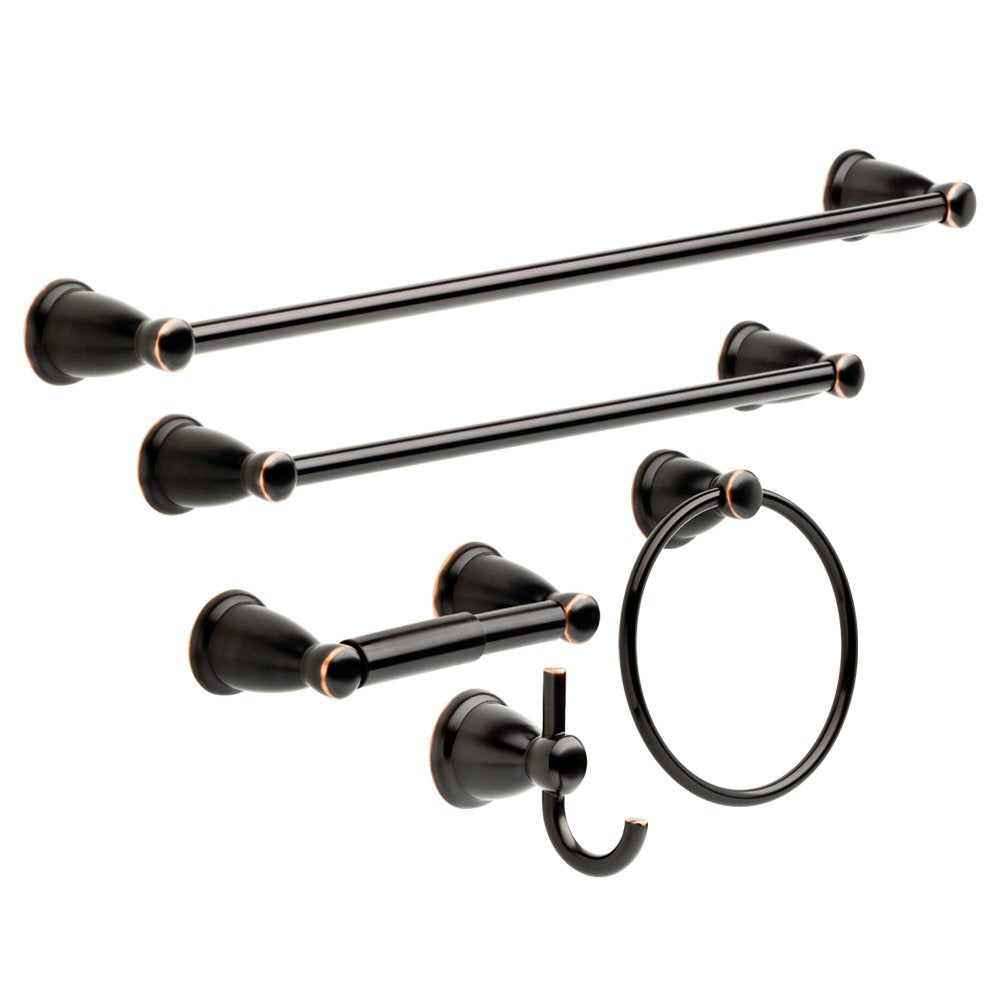 Franklin Brass Kinla Juego de accesorios para baño y barra para toallas, 5 piezas, Kit de 5 piezas, Bronce Aceitado Delta