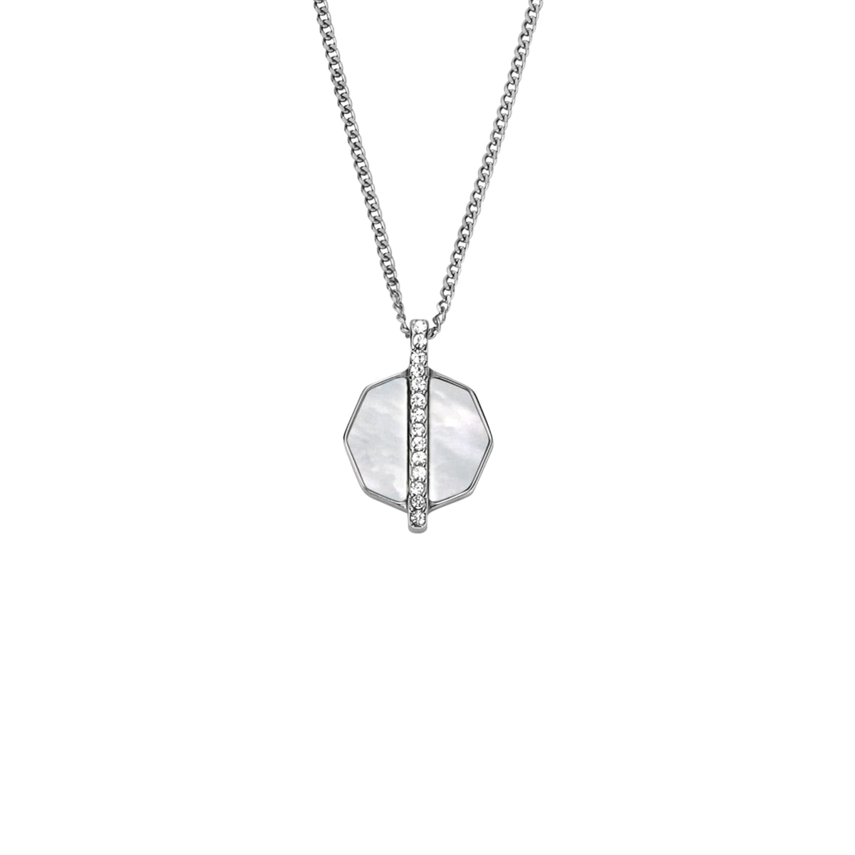 Fossil Collar con colgante atemporal jf04909040 jewelry de acero inoxidable en color plateado para dama