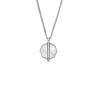 Fossil Collar con colgante atemporal jf04909040 jewelry de acero inoxidable en color plateado para dama