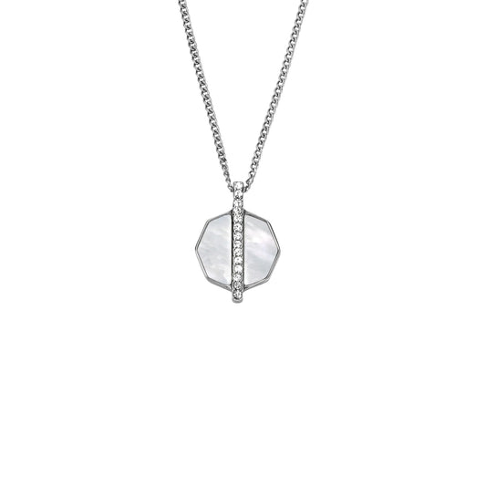 Fossil Collar con colgante atemporal jf04909040 jewelry de acero inoxidable en color plateado para dama