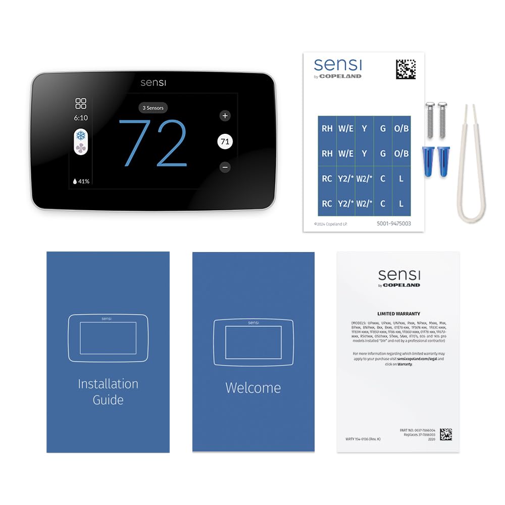 Termostato inteligente Sensi Touch 2 con pantalla táctil a color, programable, Wi-Fi, privacidad de datos, aplicación móvil, bricolaje sencillo, funciona con Alexa, certificación Energy Star, ST76W,