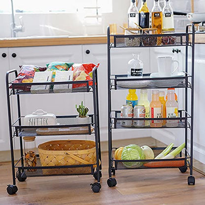odbo Carrito de Almacenamiento de Cocina Estante de Almacenamiento de Múltiples Capas de Suelo Doméstico Estante de Verduras Estante de Almacenamiento Extraíble de Dormitorio (Blanco 3 Pisos)