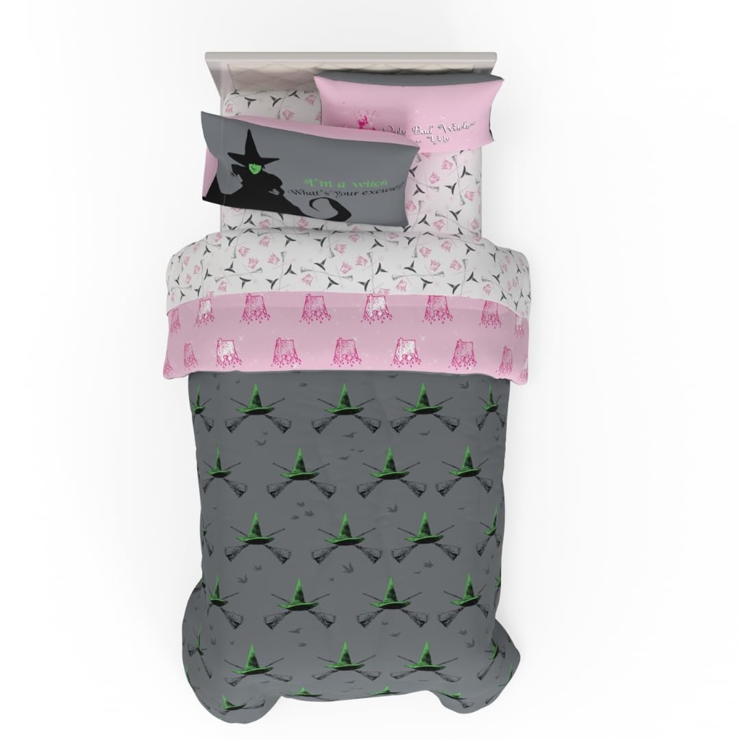 Franco Barbie 1959 Juego de Edredón y Sábanas Reversible - 5 Piece Twin Size - Rosa y verde - el mago de Oz