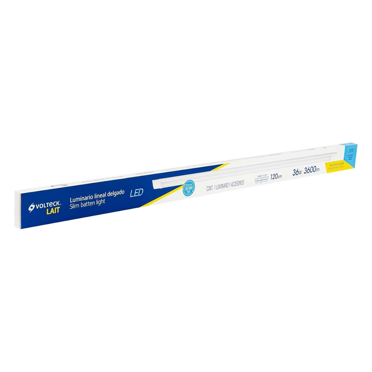 Volteck GAB-202L, Luminario lineal delgado de LED 36 W para gabinete