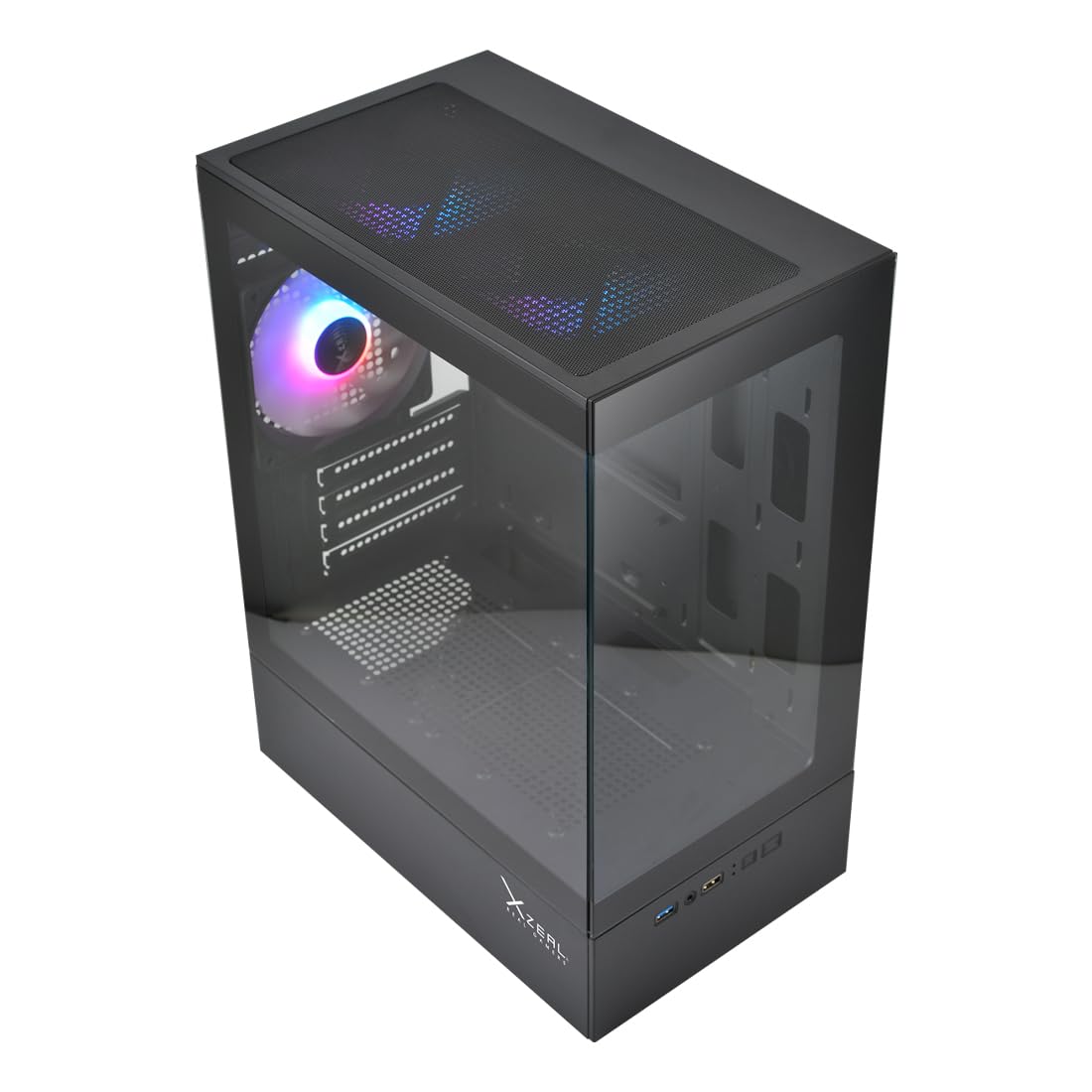 Gabinete Xzeal X-Zynergy M-ATX/ITX 1xUSB1.0 + 1x USB3.0 + 3.5 mm + 3 Fans RGB Negro
