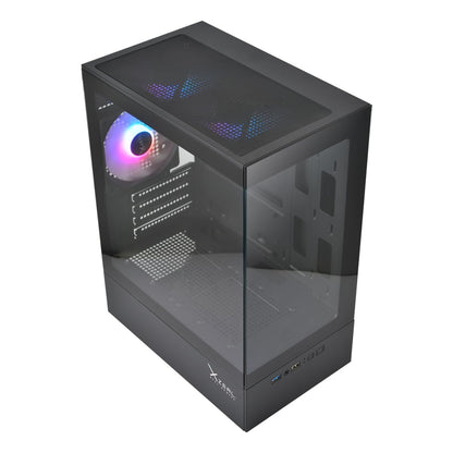 Gabinete Xzeal X-Zynergy M-ATX/ITX 1xUSB1.0 + 1x USB3.0 + 3.5 mm + 3 Fans RGB Negro