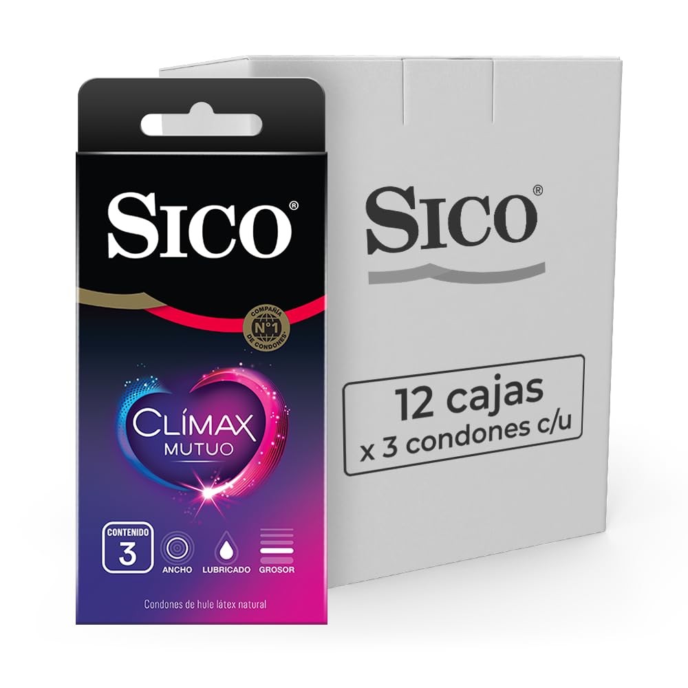 Sico Clímax Mutuo, condones con benzocaína, cartera con 36 piezas