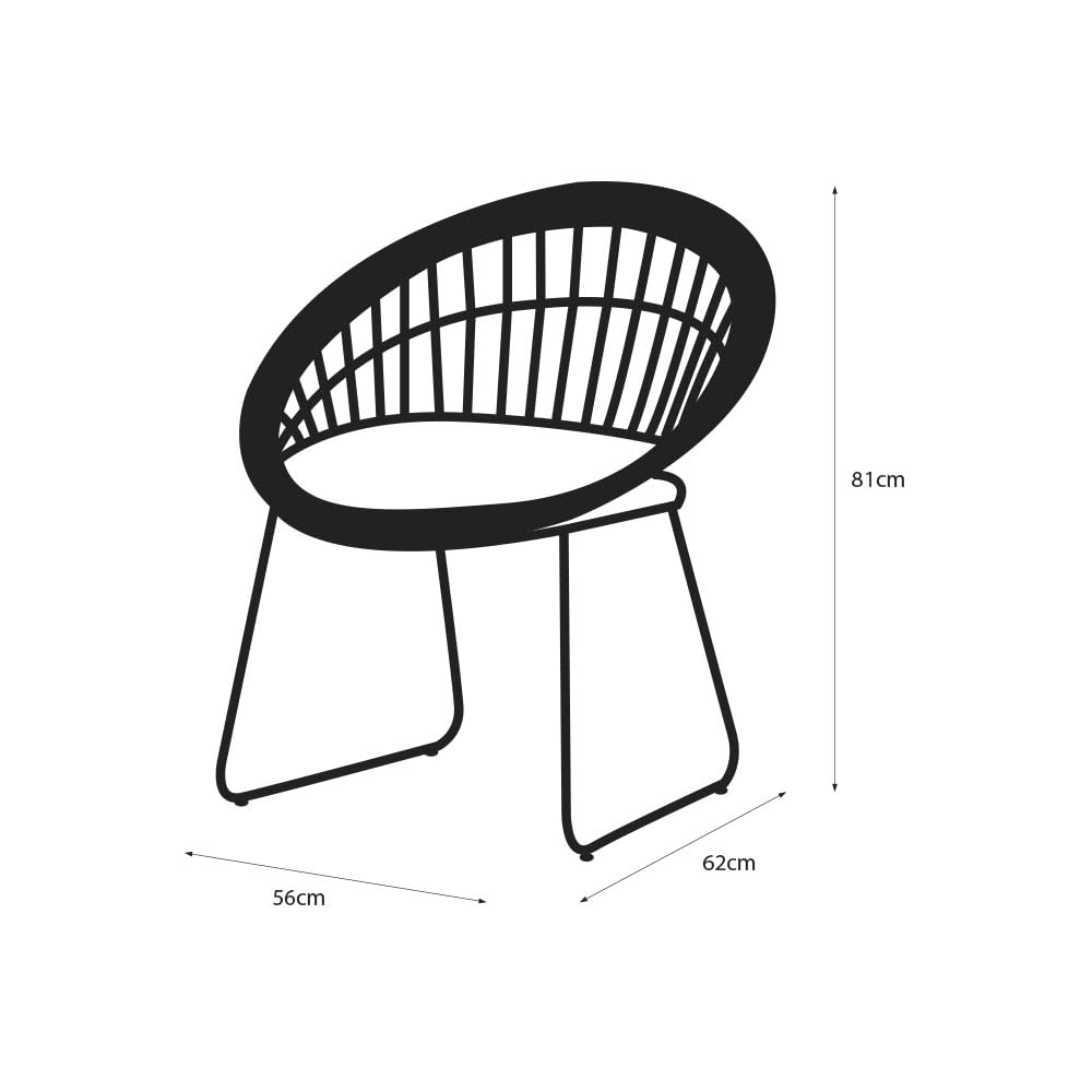 Alterego Silla de Exterior Paros, Ratán sintético con armazon de Acero, Color Gris