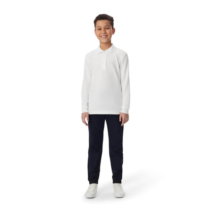 French Toast Long Sleeve Pique Polo Shirt (Standard & Husky) Camisa de Polo para Niños